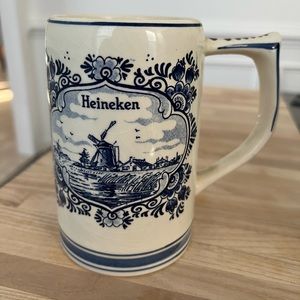 Heineken Blue Delft Hand Painted Vintage Beer Mug Made in Holland Collectible